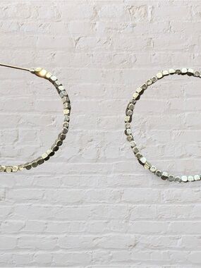 Unique Vintage Dark Silver Cube Beaded Hoop Earrings